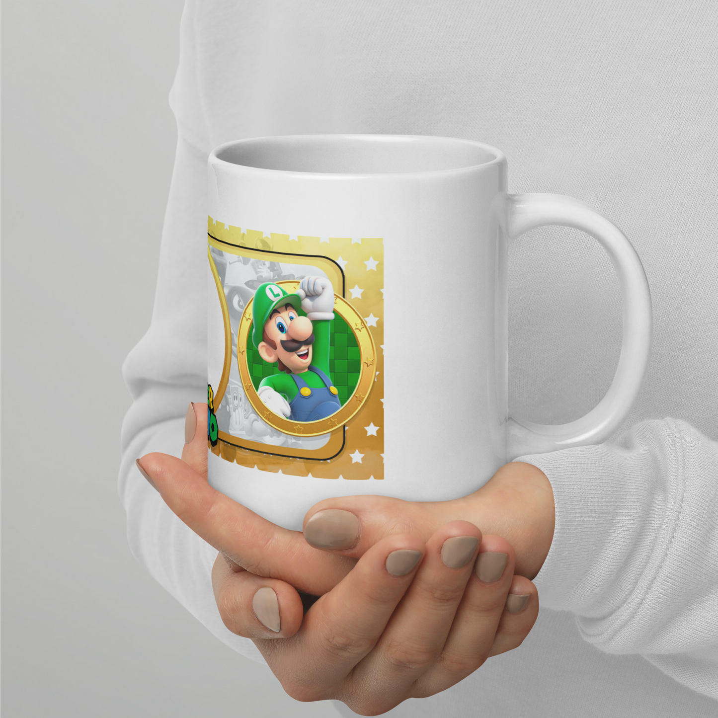 White glossy mug